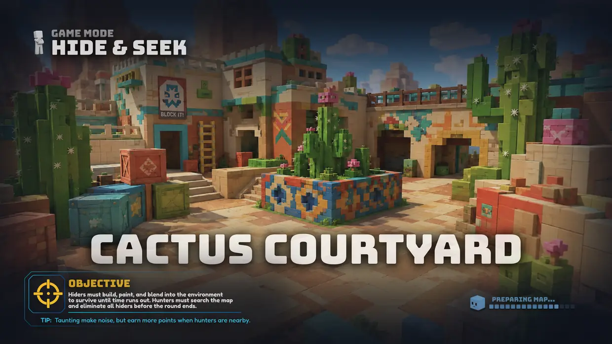 Cactus Courtyard map loading screen with round objective